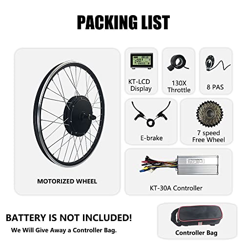 Kit de conversión de Bicicleta eléctrica, tracción Trasera 48V1000W 27,5 Pulgadas, Pantalla LCD3, instalación Sencilla, Kit de Motor de Cubo de Alta Potencia