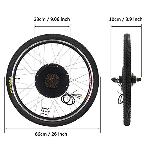 Kit de conversión para bicicleta eléctrica de 26 pulgadas, 48 V, 1000 W, motor de buje para bicicleta, bicicleta eléctrica, kit de conversión (rueda trasera)