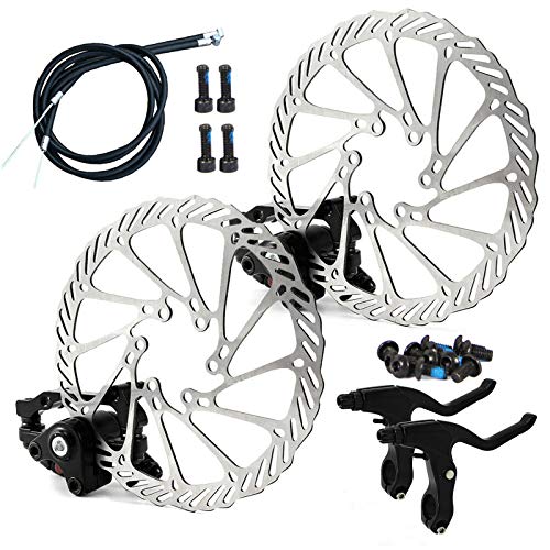 Kit de Freno de Disco Mecánico, Aleación de Aluminio, Pinza de Freno Delantero, Palanca de Cambios, Ccable de Freno, Cable de Desviador de Rotor para Bicicleta de Carretera G3 MTB (Black)