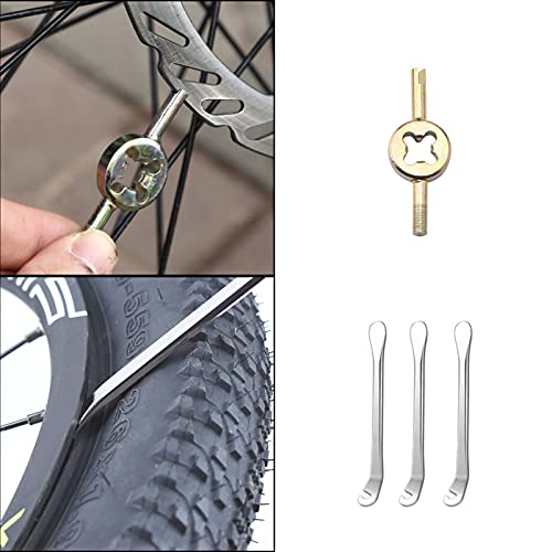 Kit de Herramientas de Reparación de Bicicletas,16 en 1 Juego de Pinchazos Multifunción,Montaña Bicicletas Accesorios,Neumáticos Palancas,Llave de Núcleo de Válvula,Escofina,Neumáticos Parches y Bolsa