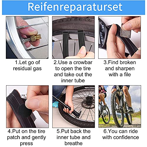 Kit de Herramientas para Bicicleta, 16 en 1 Herramienta multifunción para Bicicleta con Kit de Parche y palancas para neumáticos, Kit de Herramientas para reparación de Bicicletas