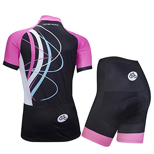 Kit de Manga Corta Jersey de Ciclo Bici del Camino para Mujer, Conjunto Ropa Al Aire Libre Transpiración para La Bicicleta(Polvo galopante, M)