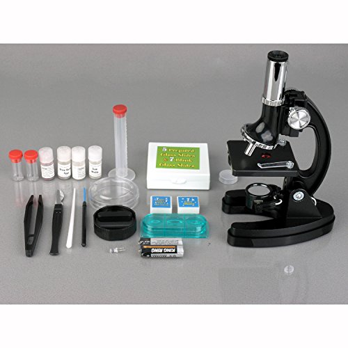 Kit de microscopio M30-ABS-KT2 para niños de AmScope-KIDS, de 120X-240X-300X-480X-600X-1200X, brazo metálico, biología