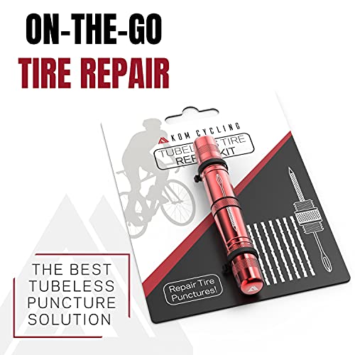 Kit de reparación de neumáticos tubulares para bicicletas de KOM Cycling - ¡8 colores! Arregla daños de neumáticos de bicicleta montañera y de carrera - Incluye horquilla y escariador de reparación