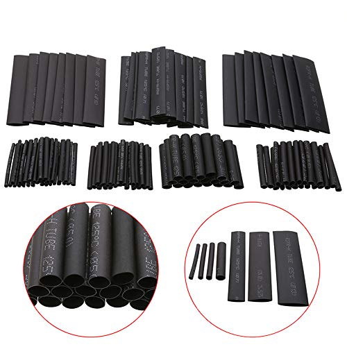 Kit de tubos termorretráctiles de 7 tamaños, color negro, aislamiento de doble pared, tubo termorretráctil, funda de cable eléctrico para coche, con caja de plástico, 7 tamaños