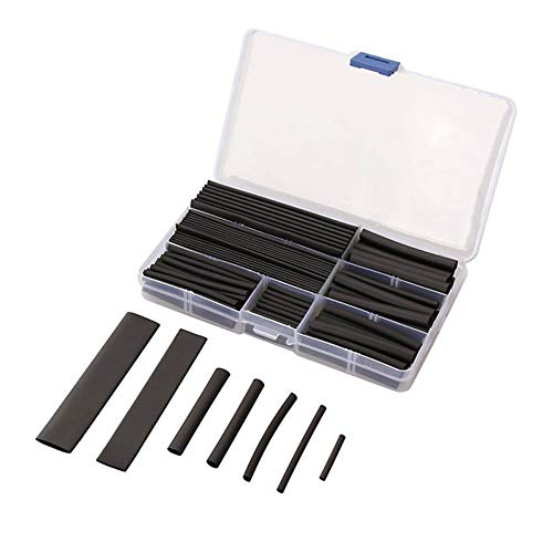 Kit de tubos termorretráctiles de 7 tamaños, color negro, aislamiento de doble pared, tubo termorretráctil, funda de cable eléctrico para coche, con caja de plástico, 7 tamaños