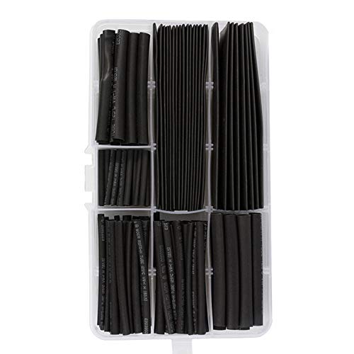 Kit de tubos termorretráctiles de 7 tamaños, color negro, aislamiento de doble pared, tubo termorretráctil, funda de cable eléctrico para coche, con caja de plástico, 7 tamaños