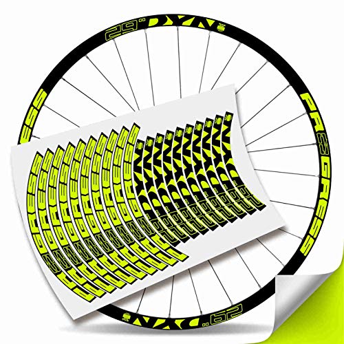 Kit Pegatinas Bicicleta Stickers LLANTA Rim Progress DYN 29" MTB BTT Amarillo Fluor