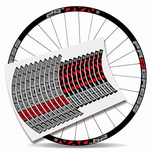 Kit Pegatinas Bicicleta Stickers LLANTA Rim Progress DYN 29" MTB BTT B (Rojo y Gris)