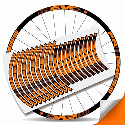 Kit Pegatinas Bicicleta Stickers LLANTA Rim Progress EVO 29" MTB BTT B (Naranja Fluor)