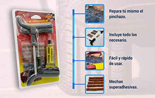 Kit Repara Pinchazos Kit Antipinchazos Coche Mechas Pinchazos Ideal para Reparar Neumaticos.