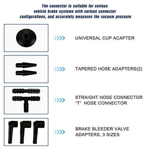 Kit Sangrador de Frenos, Furado Equipo de Purga de Frenos de Freno de probador de Bomba de vacío, Adaptador para vehículo automotriz, camión y Moto