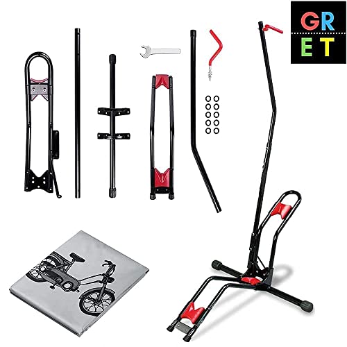 Kit Soporte Aparcamiento bicicletas+Funda bici,cuelga y aparca horizontal y vertical.Cubre y ahorra espacio con el aparca bicicletas portatil suelo en casa,salón,patio,garage,trastero taller.