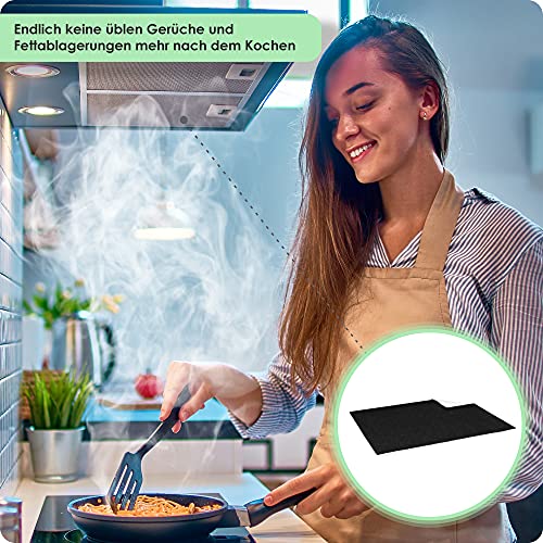 Kitchen Helpis® 2 Filtros de Campana Extractoras combinados – Filtros Dobles de Carbón activo y Grasa 57x47cm, Filtro se puede cortar a medida, Universales para todas las Campanas Extractoras estándar