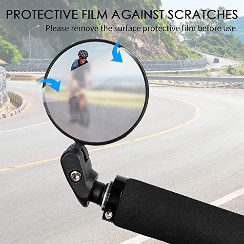 KKSJK Espejo retrovisor de Bicicleta de 2 uds para Manillar Giratorio de 360 ​​°, Lente Gran Angular de 17,4-22mm, Espejo de Bicicleta de montaña y Carretera Ebike