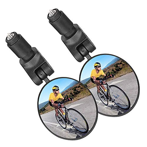 KKSJK Espejo retrovisor de Bicicleta de 2 uds para Manillar Giratorio de 360 ​​°, Lente Gran Angular de 17,4-22mm, Espejo de Bicicleta de montaña y Carretera Ebike