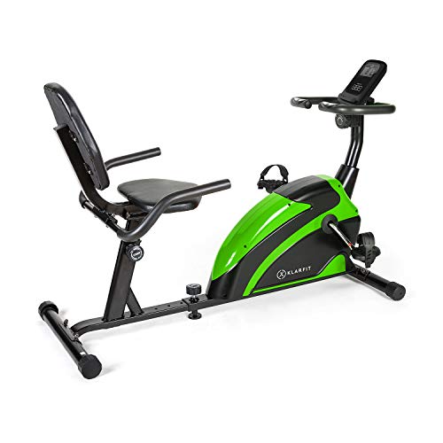 KLAR FIT Klarfit Relaxbike 6.0 SE Bicicleta reclinada - Bicicleta estática, Volante de inercia de 12 kg, Resistencia magnética de 8 Niveles, Soporte para Tablet, Silencioso, hasta 100 kg, Verde