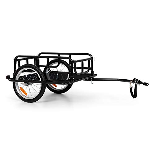 Klarfit OX - Remolque de bicicleta, Superficie de 42 x 65 cm, 65 litros, 2 cajas de bebidas, Resiste 40 kg de carga, Plegable, Desmontable, Reflectores blanco y rojo, Estructura de acero, Negro