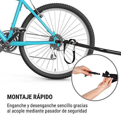 Klarfit OX - Remolque de bicicleta, Superficie de 42 x 65 cm, 65 litros, 2 cajas de bebidas, Resiste 40 kg de carga, Plegable, Desmontable, Reflectores blanco y rojo, Estructura de acero, Negro