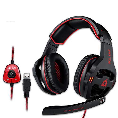 KLIM Mantis - Cascos Gaming con micrófono - Auriculares USB para PC, PS4, PS5, Nintendo Switch, Mac + Sonido Envolvente 7.1 con cancelación de Ruido pasiva + Cascos PS5 + NUEVOS 2021