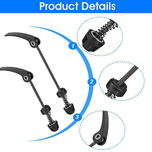 KLYNGTSK 1 Par Rápida Palanca de Liberación Bicicleta Carretera de Montaña de la Bicicleta Pinchos de Liberación Rápida MTB Brocheta de Liberación para la Mayoría de las Bicicletas (Negro)
