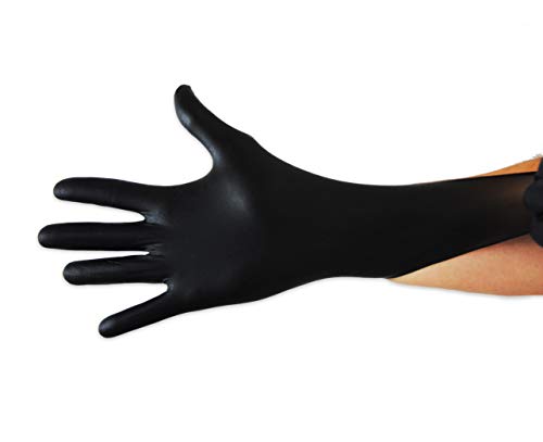 KMINA - Guantes Nitrilo Talla L (Pack 100 uds), Guantes Nitrilo Desechables, Guantes Nitrilo Negro, Guantes Desechables Nitrilo, Guantes Sin Polvo, Guantes Negros (LATEX FREE)