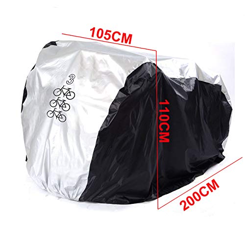 KOKOMALL Funda De Bici Impermeable Cubierta De Bicicleta Bloqueable Ligero Apto para Tres Bicicletas 200 x 105 x 110 CM