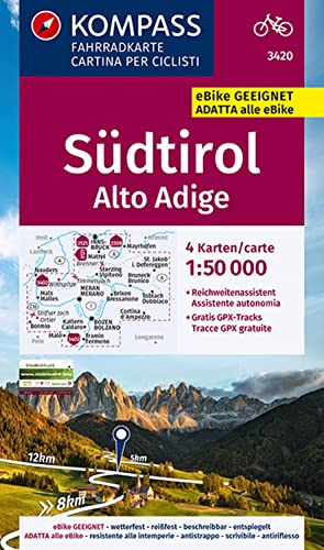 KOMPASS Fahrradkarte 3420 Südtirol - Alto Adige, Trento / Riva del Garda 1:50 000 (4 Karten im Set): Fahrrad- und Mountainbikekarte: 3401