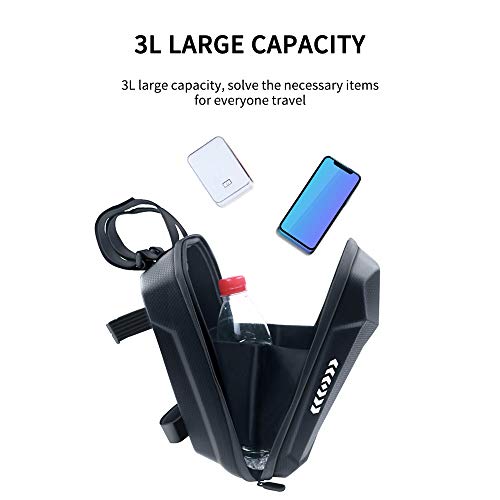 Konesky Scooter Electrico Bolsa Colgante de Manillar, Impermeable EVA Concha Dura Equilibrar Bolsa de Tubo Frontal Gran Capacidad Compatible con Xiaomi M365 Ninebot ES1/2/3/4 (3L-B)