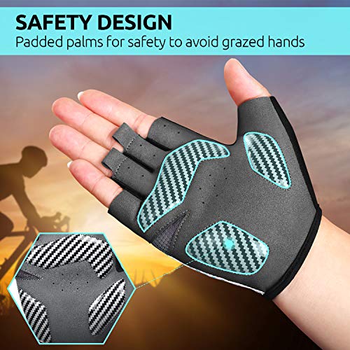 KONVINIT Guantes Ciclismo Hombre Guantes MTB Mujeres Medio Dedo Guantes Bicicleta Guantes Transpirable Deportivos Cortos para al Aire Libre de Ciclismo Azul XL