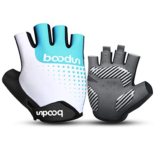 KONVINIT Guantes Ciclismo Hombre Guantes MTB Mujeres Medio Dedo Guantes Bicicleta Guantes Transpirable Deportivos Cortos para al Aire Libre de Ciclismo Azul XL