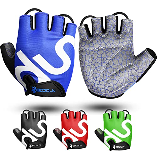 KONVINIT Guantes de Bicicleta Medio Dedo Negro SBR Acolchado Absorción de Impactos Adecuado para Todos Los Deportes Azul M by