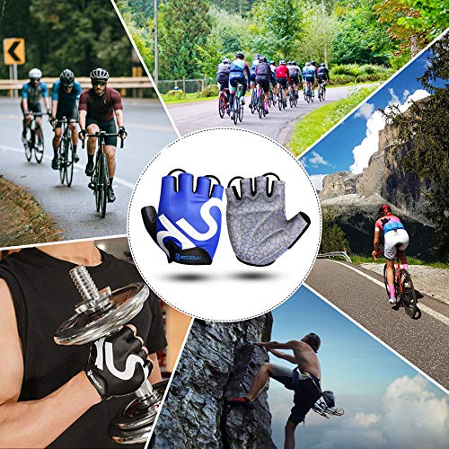 KONVINIT Guantes de Bicicleta Medio Dedo Negro SBR Acolchado Absorción de Impactos Adecuado para Todos Los Deportes Azul M by