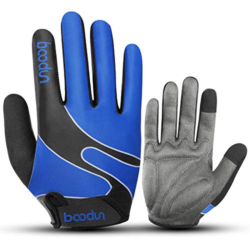 KONVINIT Guantes de Ciclismo, Guantes Pantalla Táctil Acolchados en Gel Guantes Bicicleta para Hombres/Mujeres Azul M