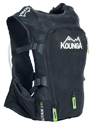 Kounga Auyan Ultra Trail 15l Rucksack, Unisex adulto, Black, 15 Litres