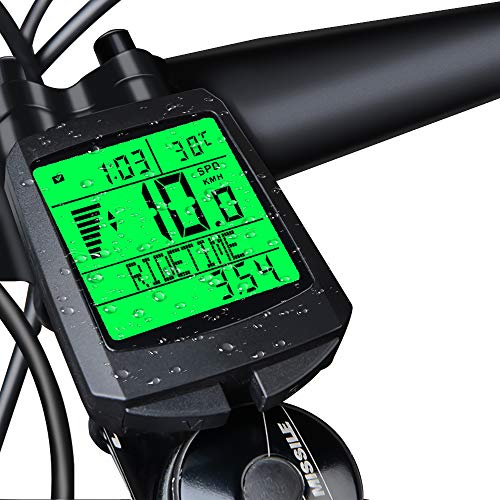 KOYOSO Computador Bicicleta Inalámbrica, Impermeable Cuentakilómetros para Bicicleta con LCD Pantalla,26 Funciones, 5 Idiomas