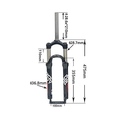 KQBAM Horquilla De Suspensión Amortiguador Bicicleta De Montaña Resorte De Aleación De Aluminio 1-1/8"Accesorios para Bicicletas, Negro-26 Pulgadas