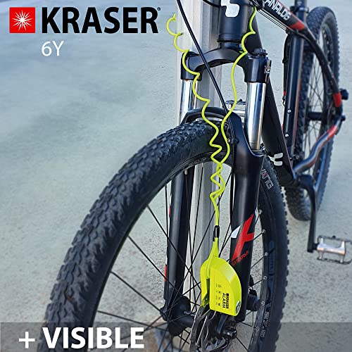 KRASER 6Y Candado Moto Antirrobo Alarma de Disco Certificación CE Cable Recordatorio + Bolsa de Transporte, Universal Motocicleta Scooter Bicicleta Patinete Eléctrico, 110dB Impermeable