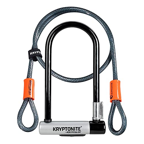 Kryptonite (001966/001072) Antirrobo U kryptolok Standard W/Flex Cable Y Flexframe Bracket (102x229) Candado, Calidad, Hombres, Negro, Talla única