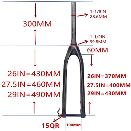 ksamwjf Horquilla Delantera de Bicicleta de 26"27,5" 29 Pulgadas, Horquilla rígida de Carbono Ultraligera para Bicicletas MTB Horquilla de suspensión para Bicicleta de Trekking, Delantera 700C Fren