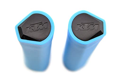 KTM - 1 par de puños de silicona para manillar de bicicleta de montaña, suaves en rojo, azul, verde, naranja, negro o blanco, azul, azul