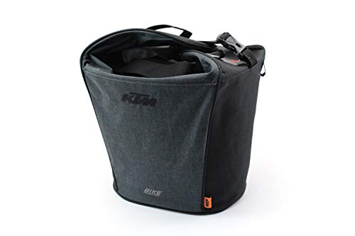 KTM Bolsa para manillar de bicicleta, color gris y negro, capacidad de 18 litros, correa para el hombro, cierre a presión