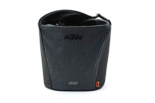 KTM Bolsa para manillar de bicicleta, color gris y negro, capacidad de 18 litros, correa para el hombro, cierre a presión