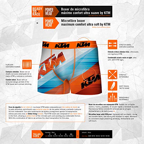 KTM T275-1 Boxer Microfibra (92% poliéster-8% Elastano) -Multicolor, Pack De 5 T275/1, M Hombres