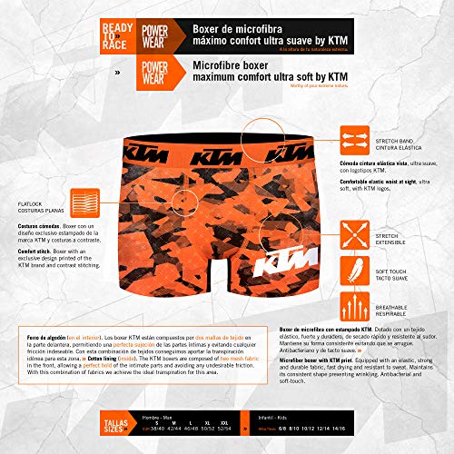 KTM T280-1 Boxer Microfibra (92% poliéster-8% Elastano) -Multicolor, Unitario T280/1, M Hombres