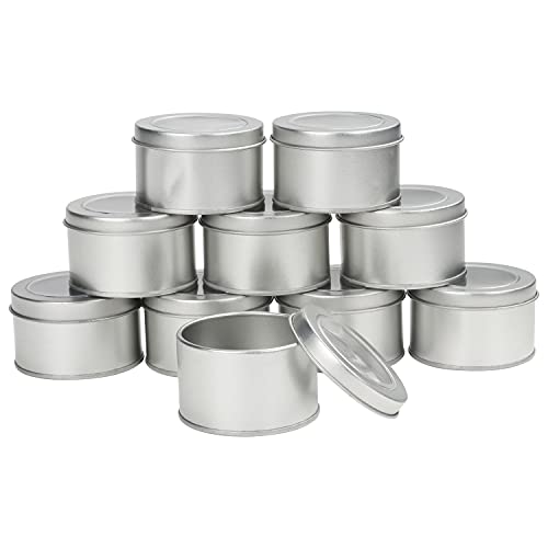 Kurtzy Cajitas de Metal Redondas Aluminio con Tapa (Pack de 10) 6,5 x 4 cm – Set Caja Aluminio Vacía Almacenaje de Viaje – Contenedores para Manualidades, Cosméticos, Bálsamo Labial, Especias