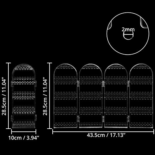 Kurtzy Expositor Pendientes Plegable de Acrílico Transparente - Organizador Pendientes 120 Pares de Pendientes – 5 Niveles y 4 Paneles para Pendientes, Brazaletes y Collares - Joyero Metacrilato