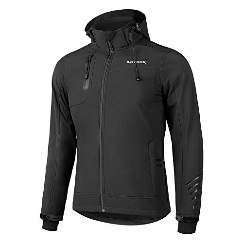 KUTOOK Chaqueta Softshell Hombre Invierno Forro Polar Ropa Cortavientos Impermeable con Capucha Extraíble para Montaña Trekking Senderismo Esquí Running, Etc(2XL)