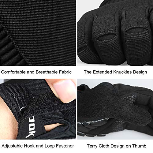 KUTOOK Guantes Ciclismo Largos Transpirables Hombres con Acolchadas De EVA Función Táctil Guantes MTB Gel Antideslizante(Negro,L)