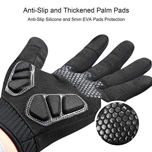 KUTOOK Guantes Ciclismo Largos Transpirables Hombres con Acolchadas De EVA Función Táctil Guantes MTB Gel Antideslizante(Negro,XL)